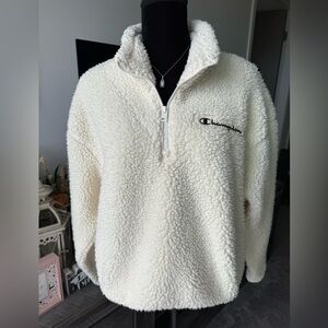 Champion Cream Sherpa Zip Pullover Jacket